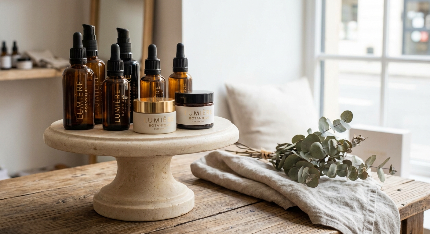 Finished skincare products elegantly displayed, ready for market.